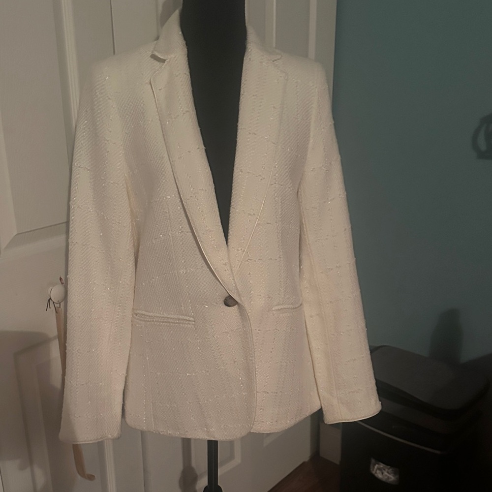 Ann Taylor Cream Textured Blazer
